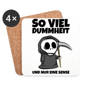 So viel Dummheit und nur eine Sense - Sensenmann - Untersetzer (4er-Set) - Weiß - Vorne