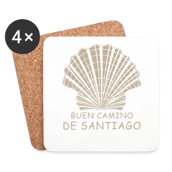 Buen Camino De Santiago Chemin de Saint-Jacques Shell - Dessous de verre (lot de 4) - blanc - Devant