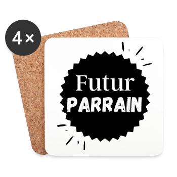 Futur parrain ! Idée cadeau - Dessous de verre (lot de 4) - blanc - Devant
