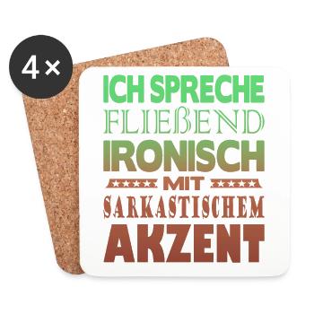 Ich spreche fließend ironisch - Untersetzer (4er-Set) - Weiß - Vorne