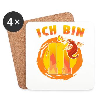 11. Geburtstag Ich Bin 11 Drachen Mitgebsel - Untersetzer (4er-Set) - Weiß - Vorne