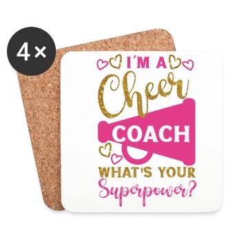 Cheer Cheerleading Coach I'M A - Untersetzer (4er-Set) - Weiß - Vorne