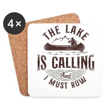 Canoe Canoeing Vintage The Lake Is - Coasters (set of 4) - white - Front