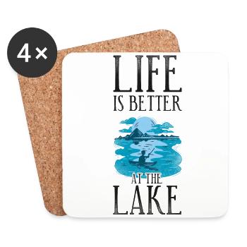 Canoe Canoeing Vintage Life Is - Coasters (set of 4) - white - Front