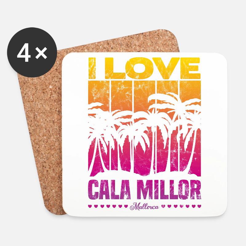 I Love Cala Millor - Untersetzer (4er-Set) - Weiß