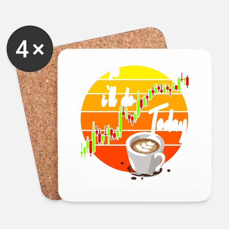 Kaffee und Trading - Untersetzer (4er-Set) - Weiß