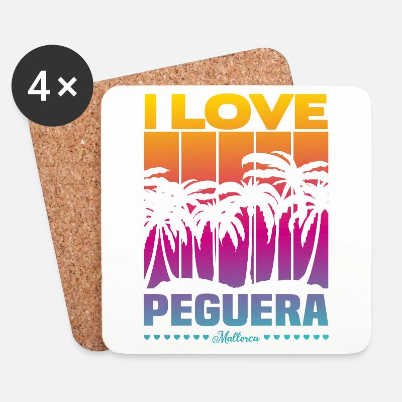 I love Peguera - Untersetzer (4er-Set) - Weiß