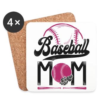 Baseball Fan Mom Mother Vintage - Untersetzer (4er-Set) - Weiß - Vorne