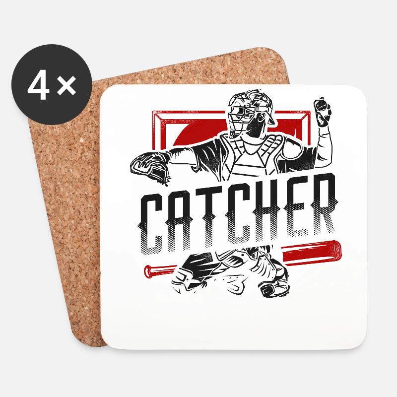 Baseball Fan Catcher Vintage - Untersetzer (4er-Set) - Weiß