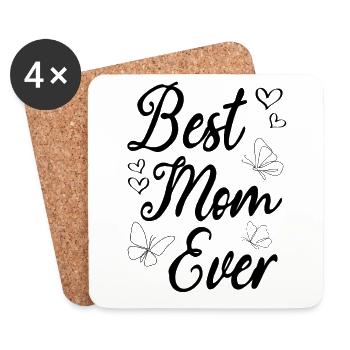 Beste Mutter aller Zeiten Muttertag Schmetterlinge - Untersetzer (4er-Set) - Weiß - Vorne