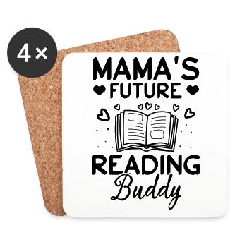 Mama's Future Reading Buddy Buchliebhaber Buch - Untersetzer (4er-Set) - Weiß - Vorne