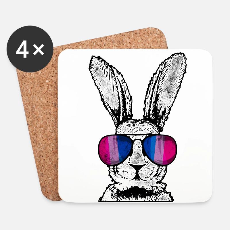 Bisexual Bi Pride Flag Rabbit - Untersetzer (4er-Set) - Weiß
