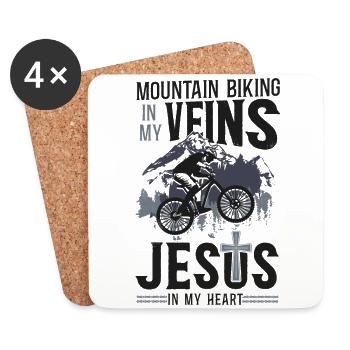 Enduro MTB Mountain Bike Riding - Coasters (set of 4) - white - Front