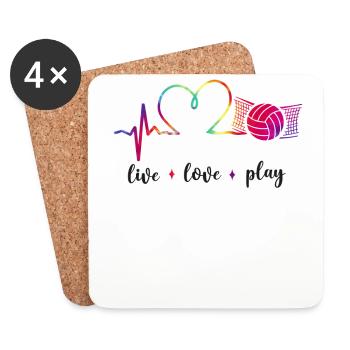 Volleyball Player Team Heartbeat - Coasters (set of 4) - white - Front