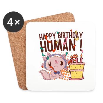Jeu Axolotl Joyeux anniversaire Humain Geburtstag - Dessous de verre (lot de 4) - blanc - Devant