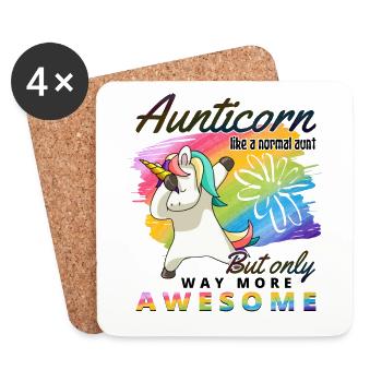 Aunticorn Einhorn für Tante und Patentante - Untersetzer (4er-Set) - Weiß - Vorne
