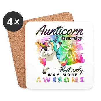 Aunticorn Einhorn für Tante und Patentante - Untersetzer (4er-Set) - Weiß - Vorne