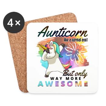 Aunticorn Einhorn für Tante und Patentante - Untersetzer (4er-Set) - Weiß - Vorne