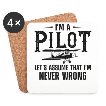 Airplane Pilot Vintage Biplane I'M - Coasters (set of 4) - white - Front