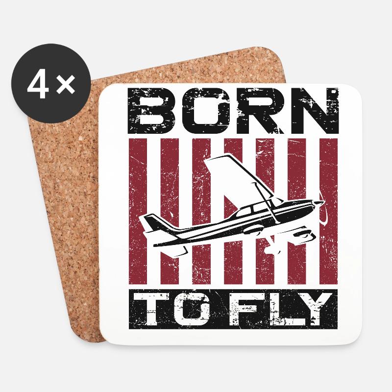 Airplane Pilot Vintage Born To Fly - Untersetzer (4er-Set) - Weiß