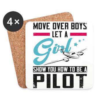 Airplane Pilot Girl Vintage Move - Untersetzer (4er-Set) - Weiß - Vorne