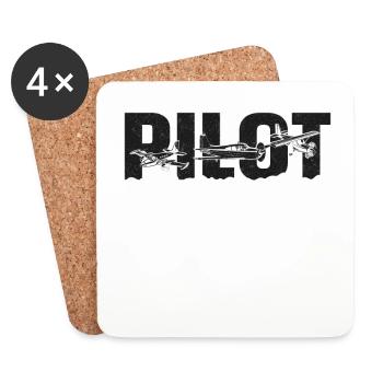 Pilote d’avion Vintage Pilot - Dessous de verre (lot de 4) - blanc - Devant
