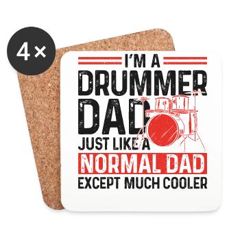 Drummer Drum Set Dad Father Daddy - Untersetzer (4er-Set) - Weiß - Vorne