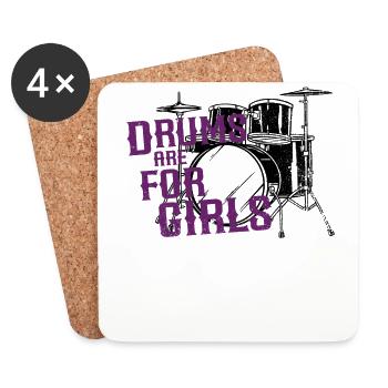 Drummer Drum Set Girl Vintage - Untersetzer (4er-Set) - Weiß - Vorne