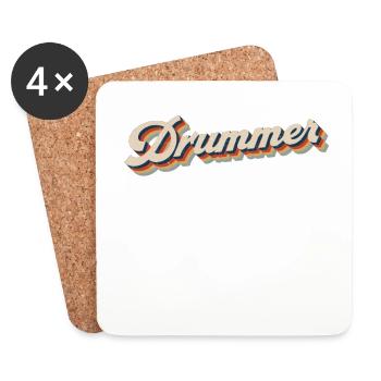 Drummer Drum Set Retro Vintage - Untersetzer (4er-Set) - Weiß - Vorne