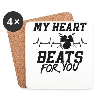 Batterie batteur Vintage Heart My - Dessous de verre (lot de 4) - blanc - Devant