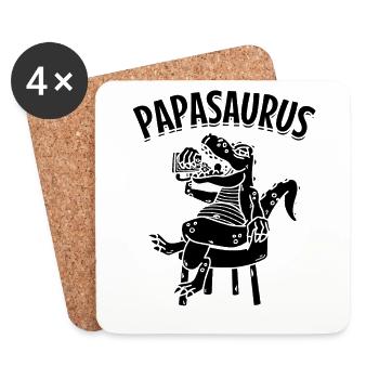 Papa Saurus Papa Dinosaure Drôle Papa Dino - Dessous de verre (lot de 4) - blanc - Devant