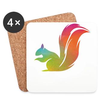 Squirrel Acorn Water Color - Untersetzer (4er-Set) - Weiß - Vorne