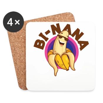 Bisexuel Bi Pride Flag Pun Banana - Dessous de verre (lot de 4) - blanc - Devant