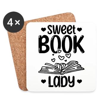 Sweet Book Lady Bookworm Lady Book Lover Book Book - Coasters (set of 4) - white - Front