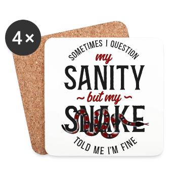 Snake Serpent Sometimes I Question - Coasters (set of 4) - white - Front