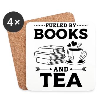 Fueled By Books And Tea Book Lover Bookworm - Coasters (set of 4) - white - Front