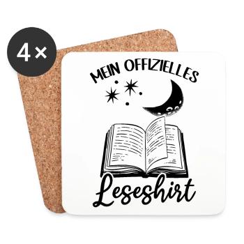 Mein Offizielles Leseshirt Buch lesen - Untersetzer (4er-Set) - Weiß - Vorne