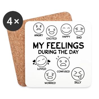 My feelings during the day Angry Excited - Coasters (set of 4) - white - Front