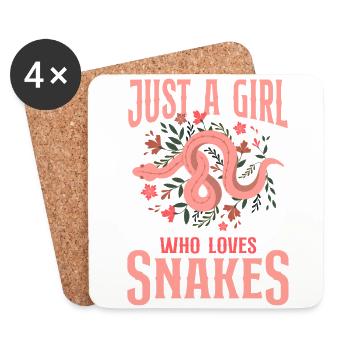 Snake Serpent Flower Floral Just A - Coasters (set of 4) - white - Front