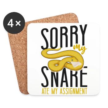 Snake Serpent Sorry My Snake Ate - Untersetzer (4er-Set) - Weiß - Vorne
