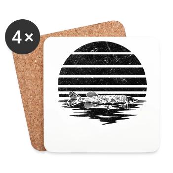 Pêche à l'orphie au coucher du soleil - Dessous de verre (lot de 4) - blanc - Devant