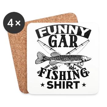 Funny Gar Fishing Shirt Garfish Fishing Garfish - Coasters (set of 4) - white - Front