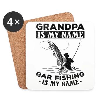 Grand-père est mon nom Gar La pêche est mon jeu - Dessous de verre (lot de 4) - blanc - Devant