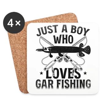 Just a Boy Gar Fishing Pêche à l'orphie - Dessous de verre (lot de 4) - blanc - Devant