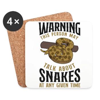 Snake Serpent Warning This Person - Coasters (set of 4) - white - Front
