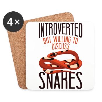 Snake Serpent Introverted But - Coasters (set of 4) - white - Front