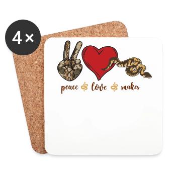 Snake Serpent Peace Love Snakes - Untersetzer (4er-Set) - Weiß - Vorne