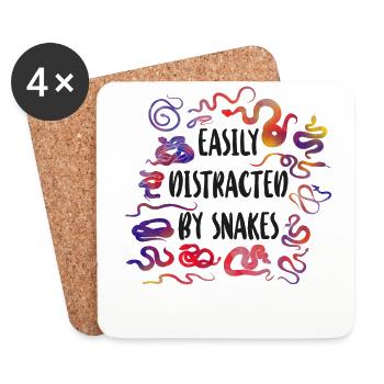 Snake Serpent Watercolor Easily - Coasters (set of 4) - white - Front