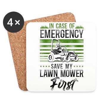 Lawn Mower Mowing Dad Father - Coasters (set of 4) - white - Front