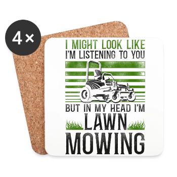 Lawn Mower Mowing Dad Father - Coasters (set of 4) - white - Front